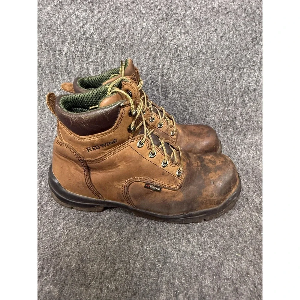 Red Wing Shoes Boots Mens Size 11.5 Brown Waterproof Leather King Toe 2240 Work